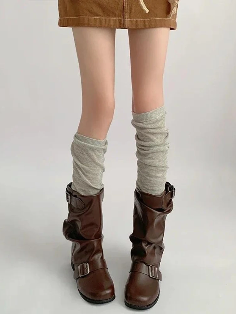 50cm Women Foot Sock Autumn Hose Gray Stepping Leg Warmers Ballet Sle White Pile-up Socks Calf Sock Casual Long Loose Leg Covers