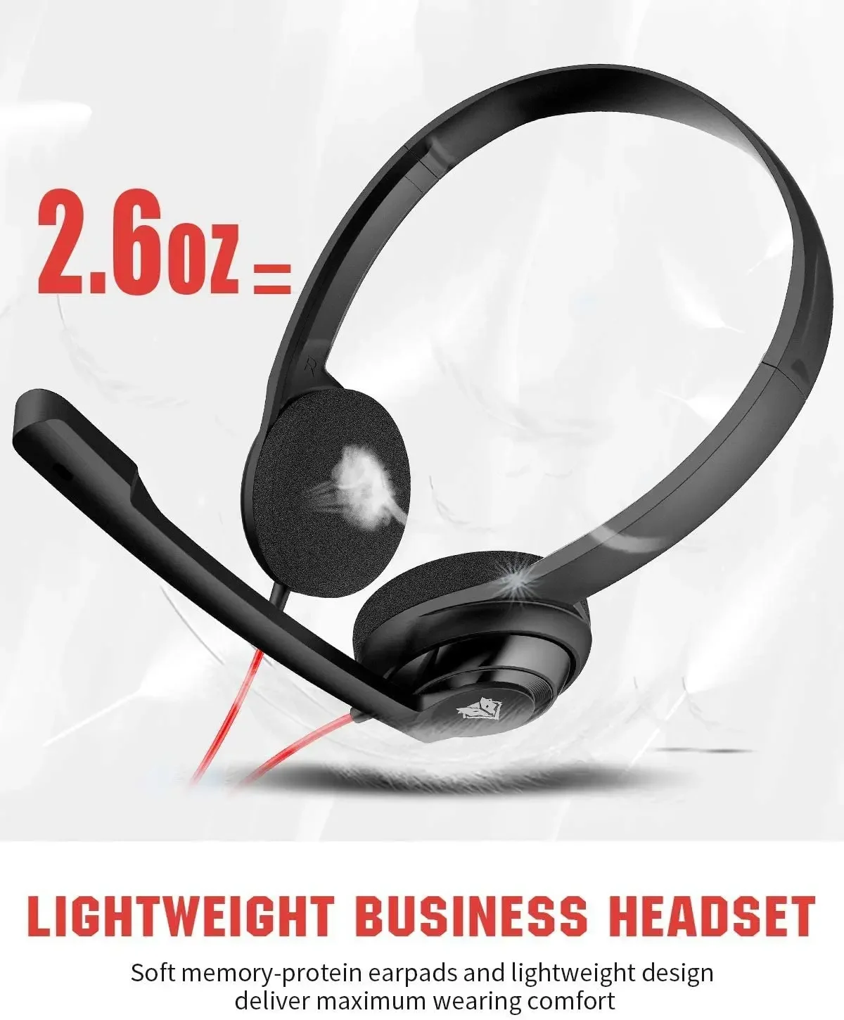 NUBWO HW02 USB Computer Headset with Clear Chat Mic, On-Ear Wired Headset for MS Teams, Skype, Webinars, Call Center and More