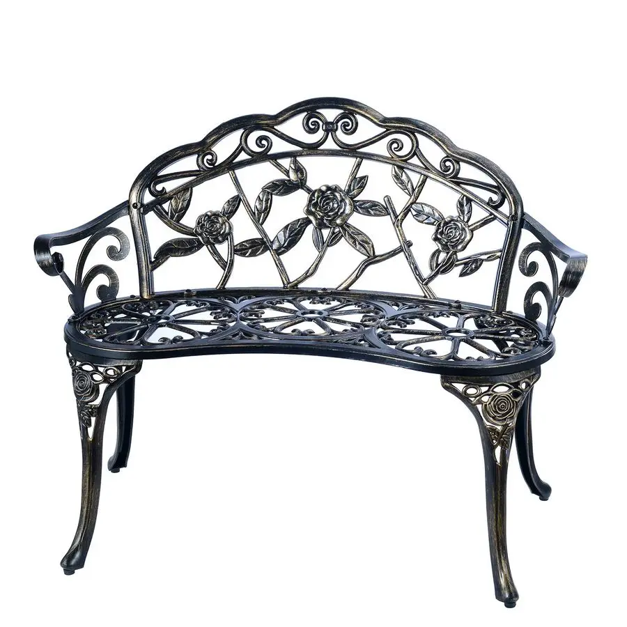 

Balcony Bench Double Seat, AntiRust Cast Aluminum Patio Garden Bench for Park Yard Outdoor Furniture Copper.1