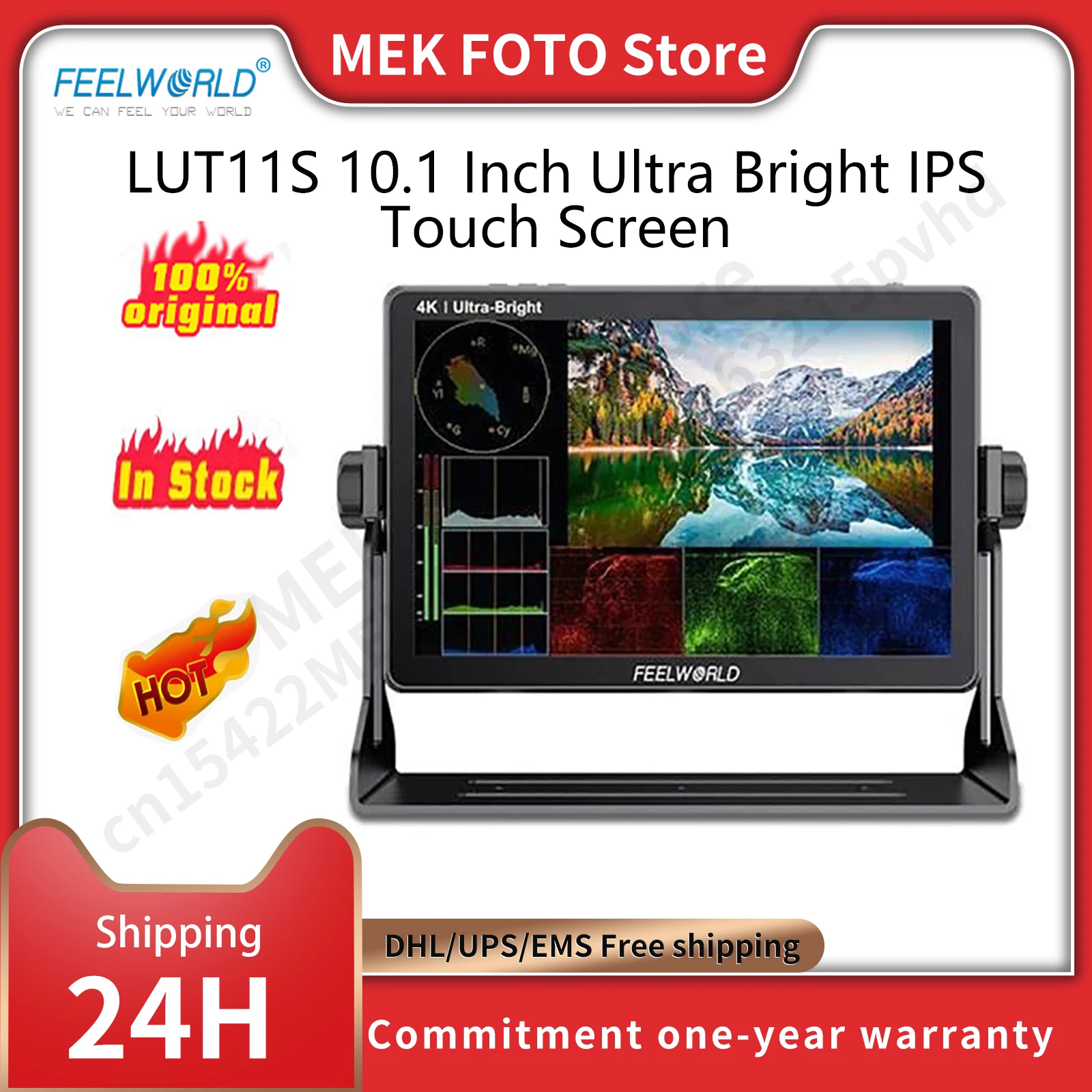 متوفر في المخزون شاشة FEELWORLD LUT11S مقاس 10.1 بوصة 2000nit شاشة لمس IPS فائقة السطوع 3DLUT 3G-SDI HDMI-متوافقة مع كاميرا DSLR