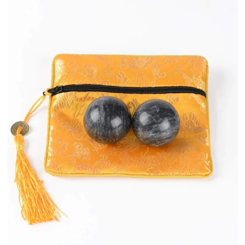 

BRABUD Marble Hand Balls Dark Grey Chinese Health Exercise Baoding Balls Stress Relief 1.4'' BS004
