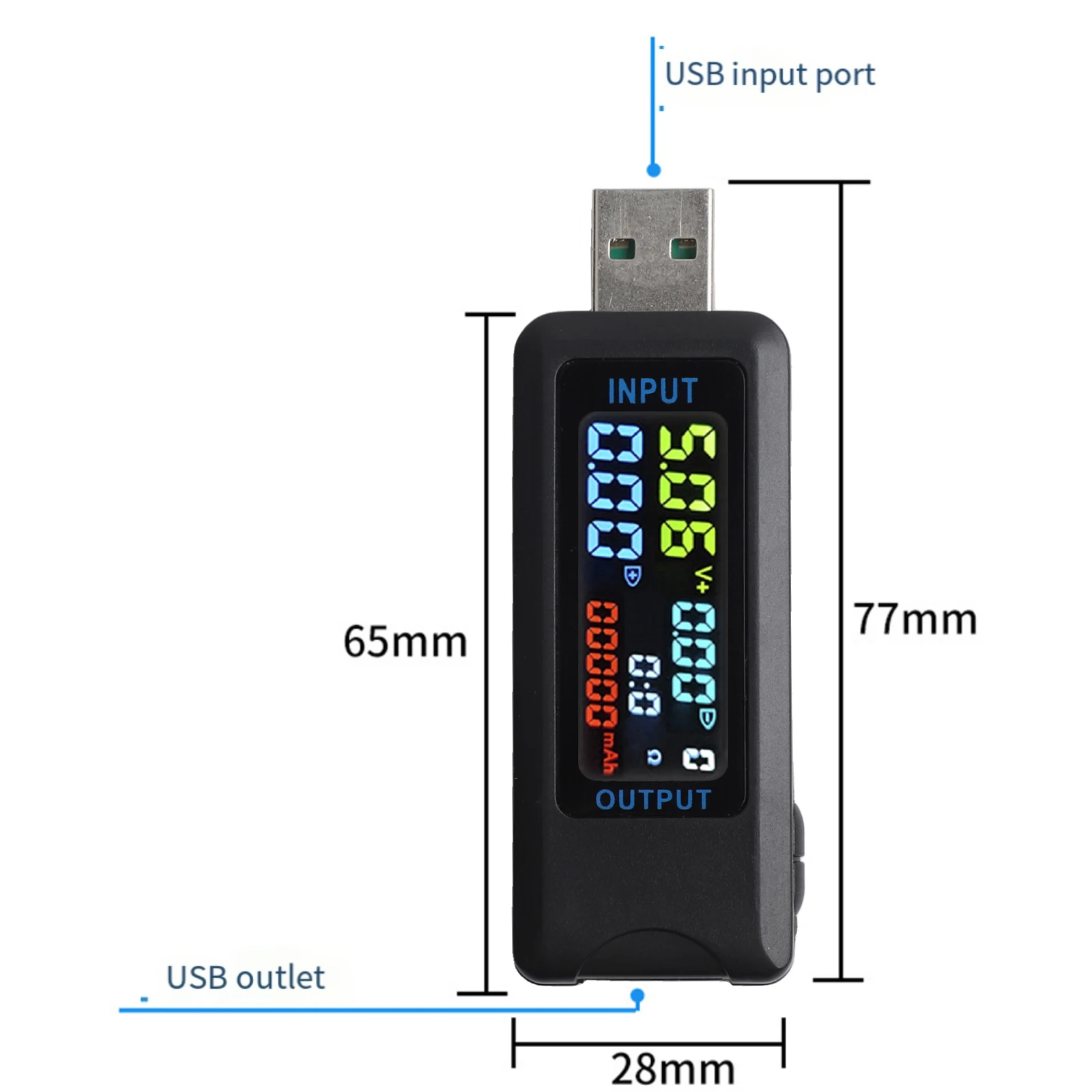 

USB C Power Measurement Tool Power Meter Ammeter Battery Tester 57 77 *39*11mm USB Tester Fast Charging Protocols