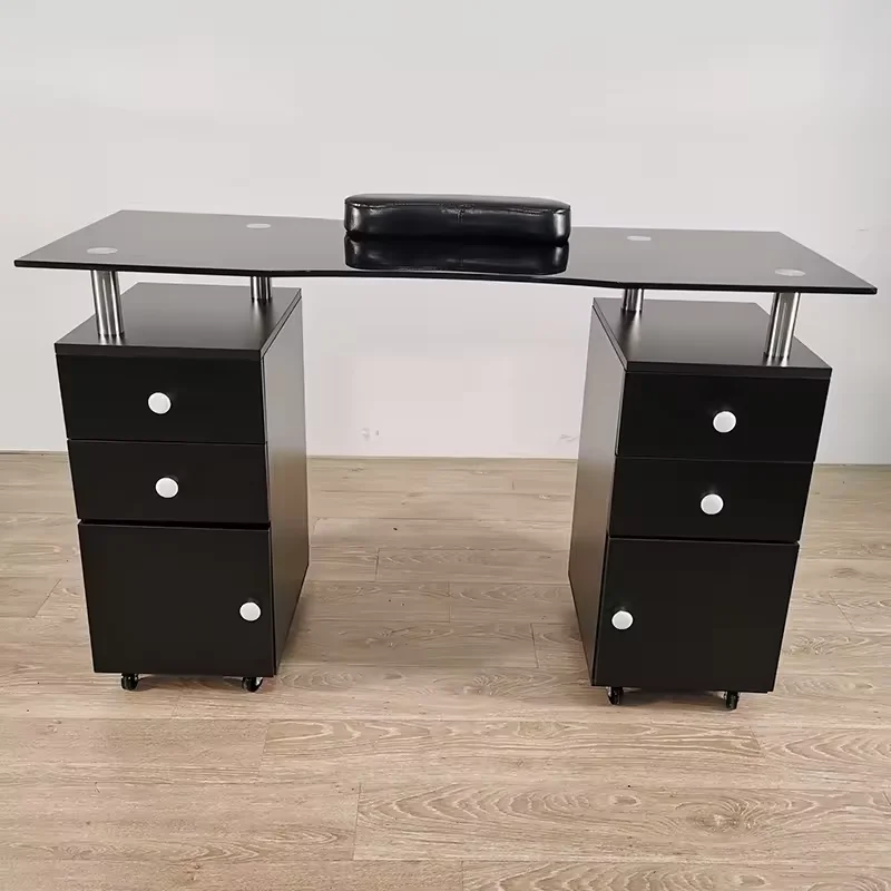 High Quality Wholesale Beauty Salon Glass Material Nail Manicure Table with Chair