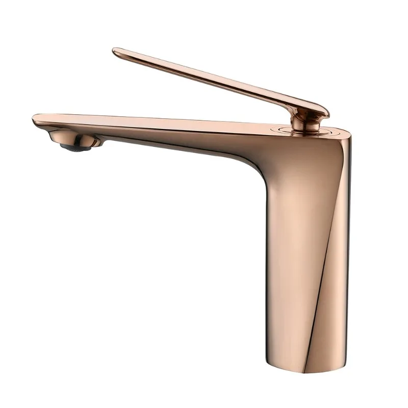 

Modern gun gray hot and cold mixed water short single hole bathroom cabinet washbasin table plate washbasin faucet all copper