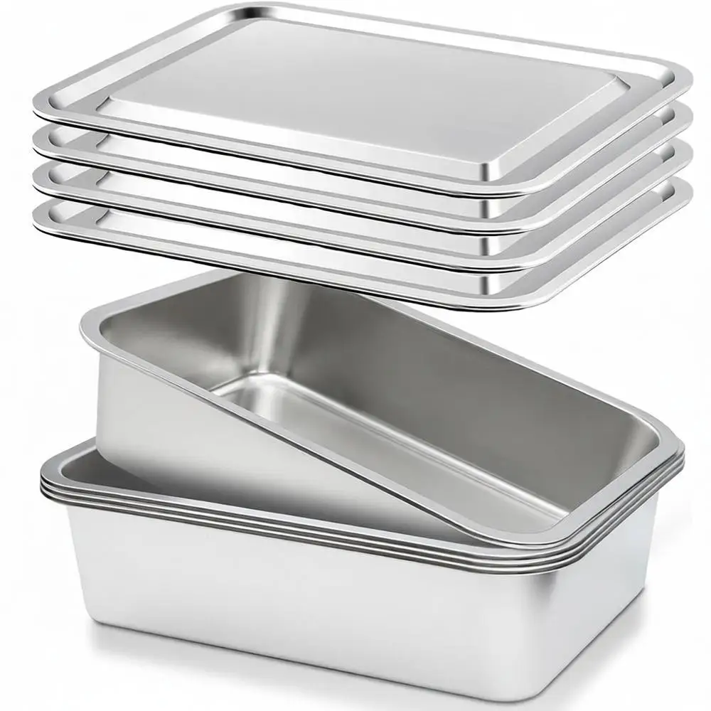 

Набор из 4 прочных контейнеров-коробок с крышкой для хранения, мытья посуды, подготовки мяса, использования на кухне и в ресторанах (12 л)