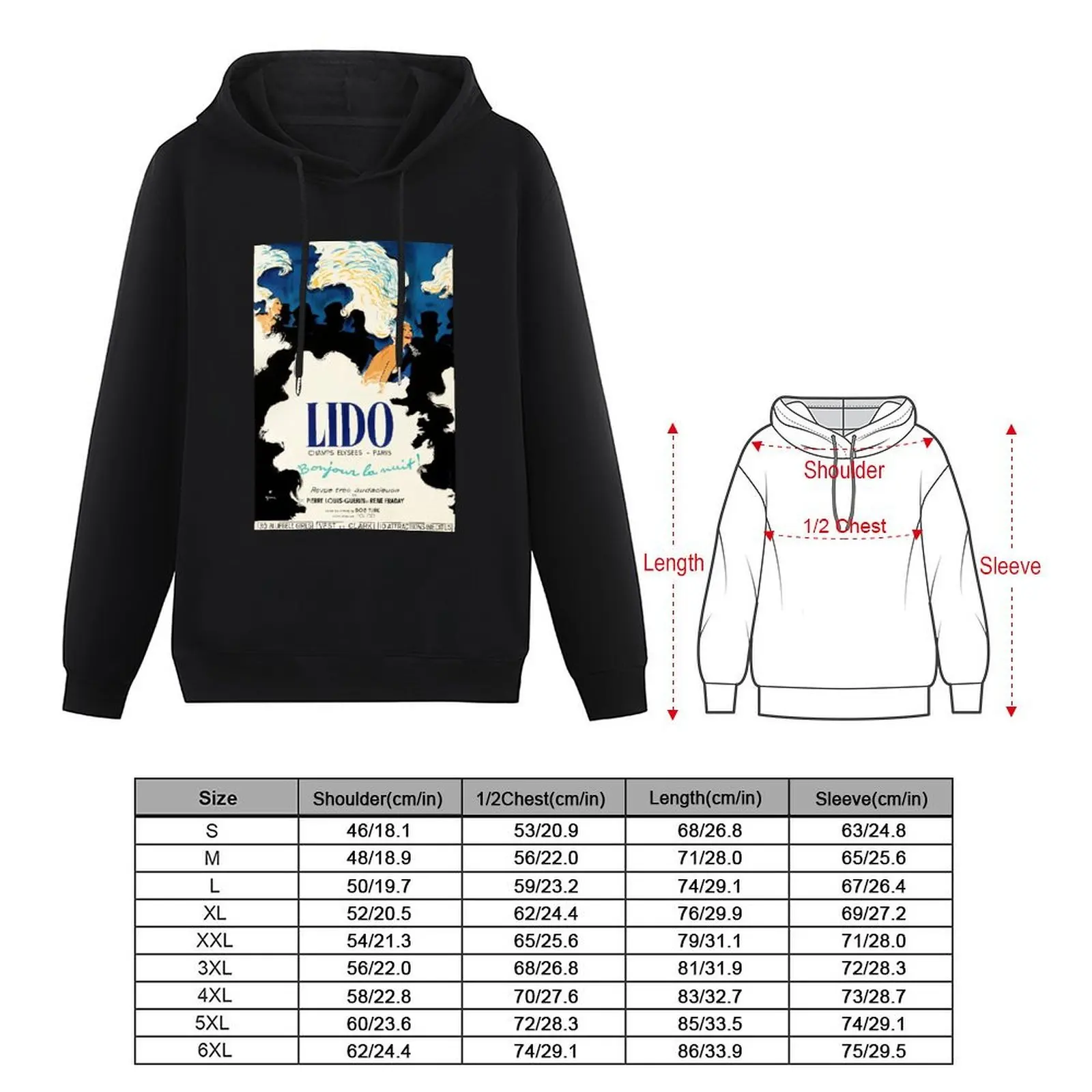 Vintage Poster Ad - Lido Cabaret - Champs-élysées Paris, France - Bonjour la Nuit! René Gruau (Hello Night!) Hoodie