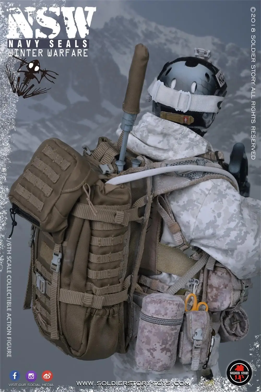 SoldierStory SS109 1/6th Military Snow Seal Special Army Soldier Backpack Bags Set Model For 12inch Action Doll Accessories