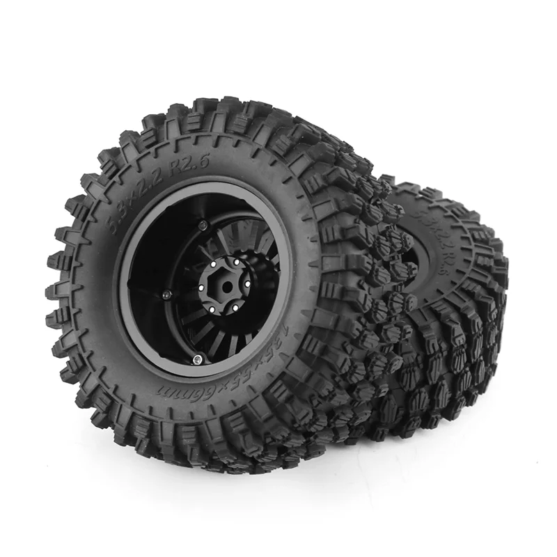 

Hot Sale 4Pcs 135Mm 2.6 Inch Metal Beadlock Wheel Rim Rubber Tire Set For 1/8 1/10 RC Crawler Car Axial SCX10 Wraith RR10 Capra