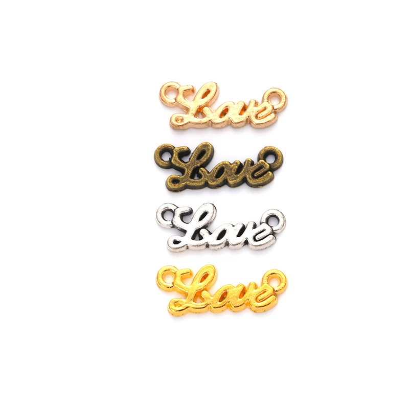 

42 Pcs/Lot Vintage Metal 4 Color Double Hanging Love Charms Retro Love Pendant For Jewelry Making Diy Handmade Jewelry