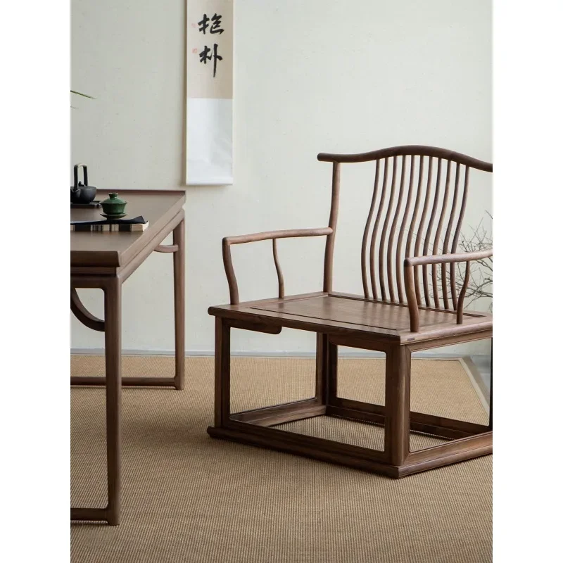 Solid wood meditation chair, black walnut official hat chair, meditation chair