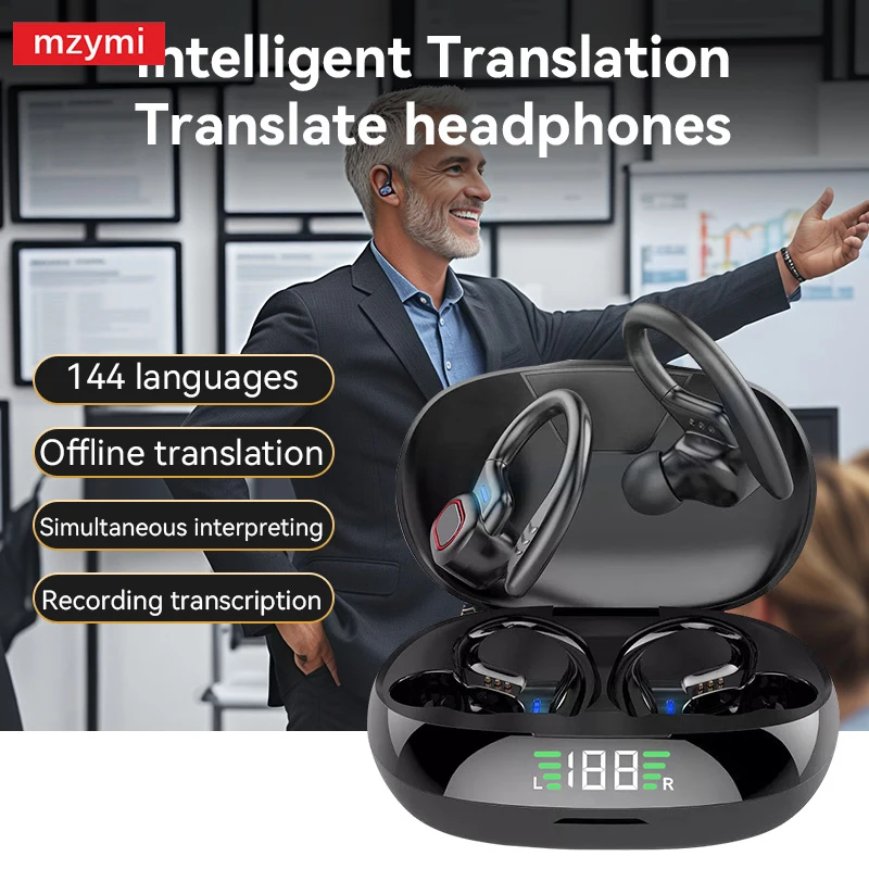 

mzymi Bluetooth Sports Earphone Earhook S730 TWS Wireless Earbuds Gaming Headphones Waterproof Headset With Translation Function