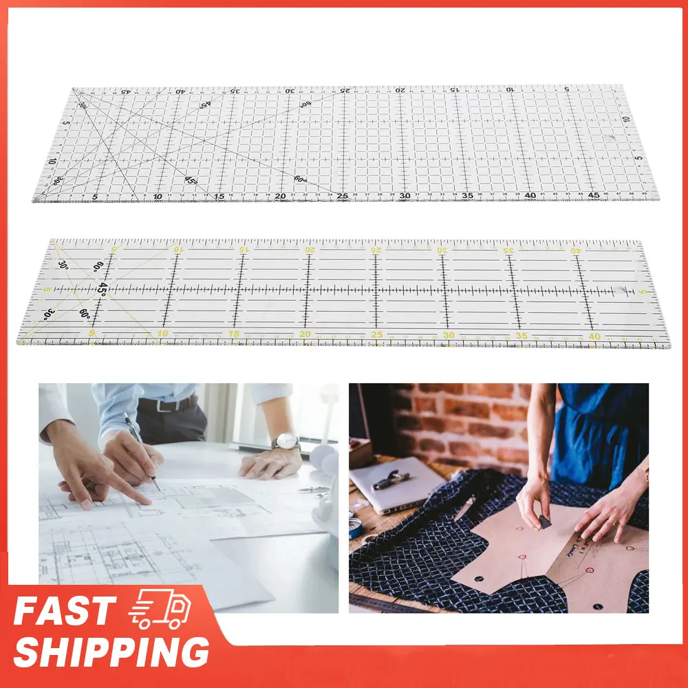 2Pcs Quilting Ruler MultiFunction Sewing Drawing Drafting Crafts Scale Measuring Tool
