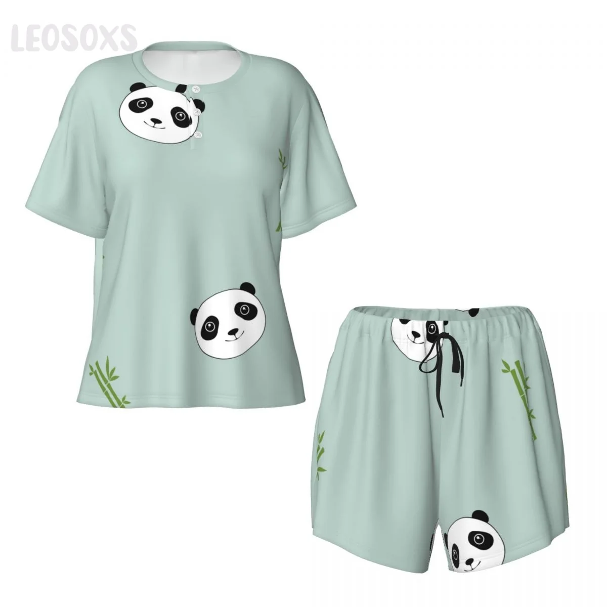 

Summer Women Sleep Lounge Pajama Panda Short-Sleeved Sets Sleepwear