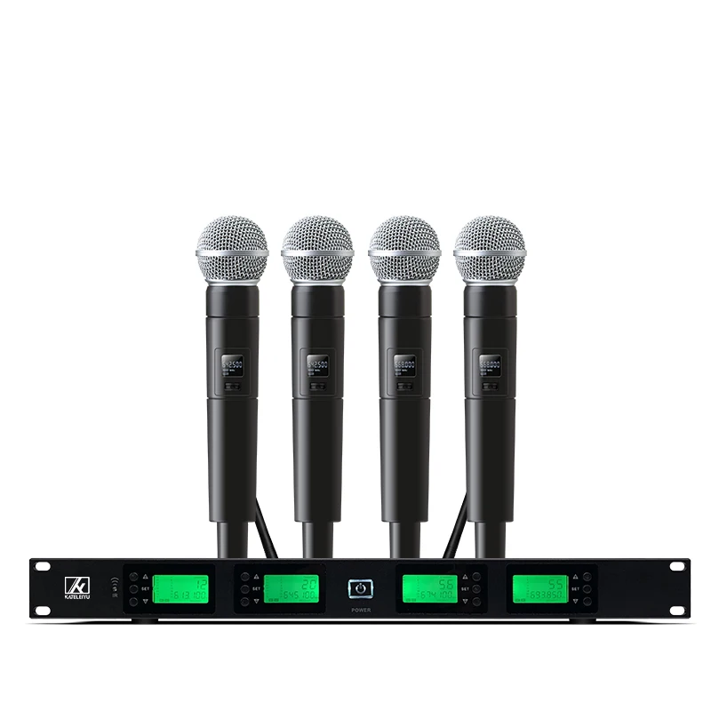 KATELEIYU high-end 4-channel wireless microphone system UHF, suitable for stage performances, home KTV, and professional parties