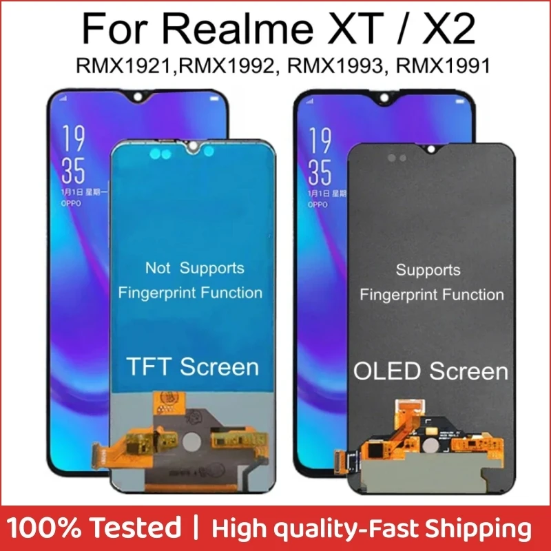 

6.4" TFT LCD For OPPO realme X2 EMX1991 LCD Display Touch Screen Digitizer Assembly Replacement For phone Realme XT LCD