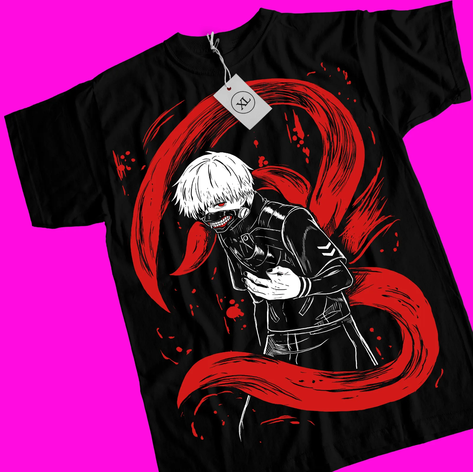 Tokyo Ghoul T-Shirt Ken Kaneki Manga Strip Horror Anime Black Shirt Tee All Size