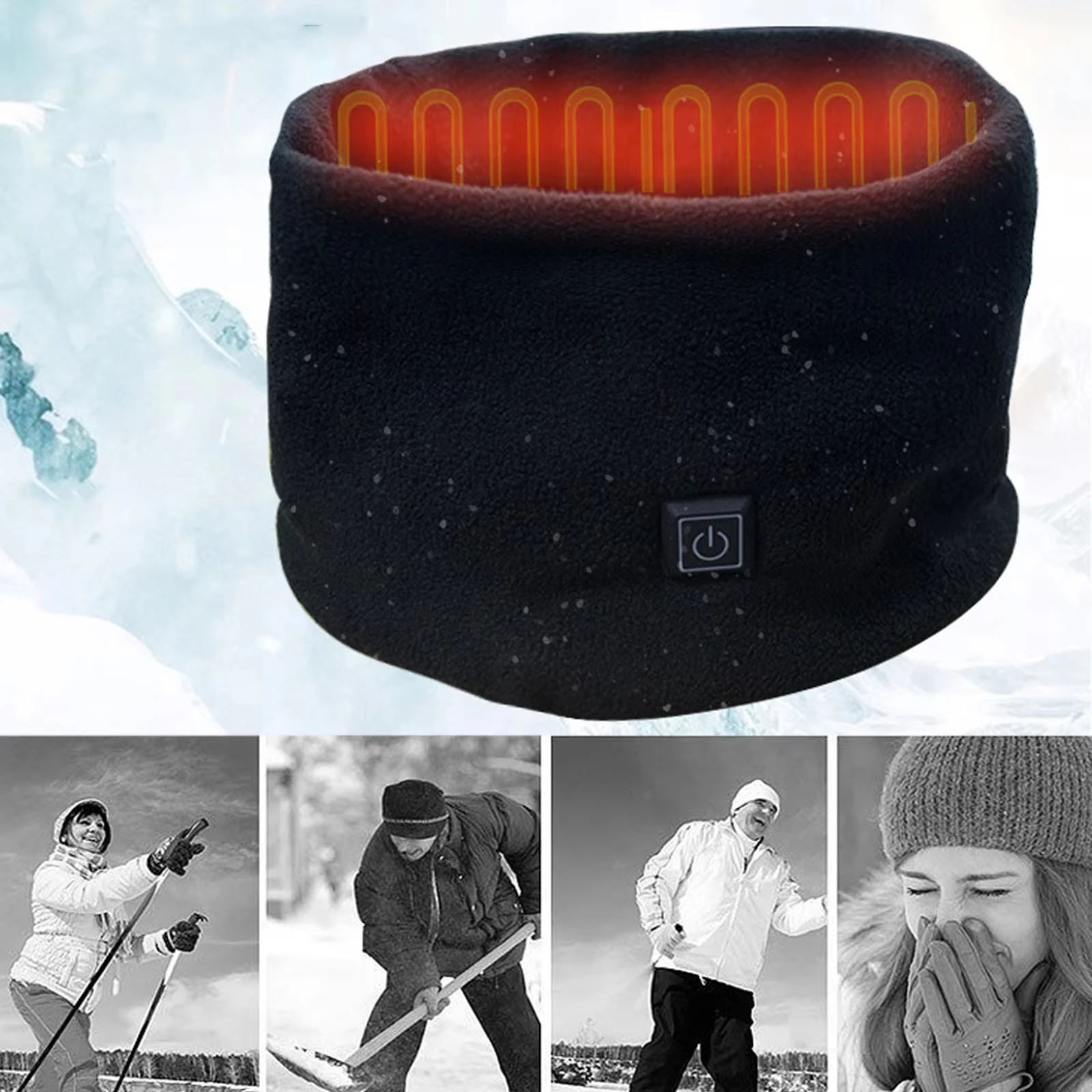 الشتاء تسخين كهربائي وشاح الرقبة التفاف USB قابلة للشحن الرقبة أدفأ 3 سرعة تعديل وشاح الصوف لركوب الدراجات التزلج #2