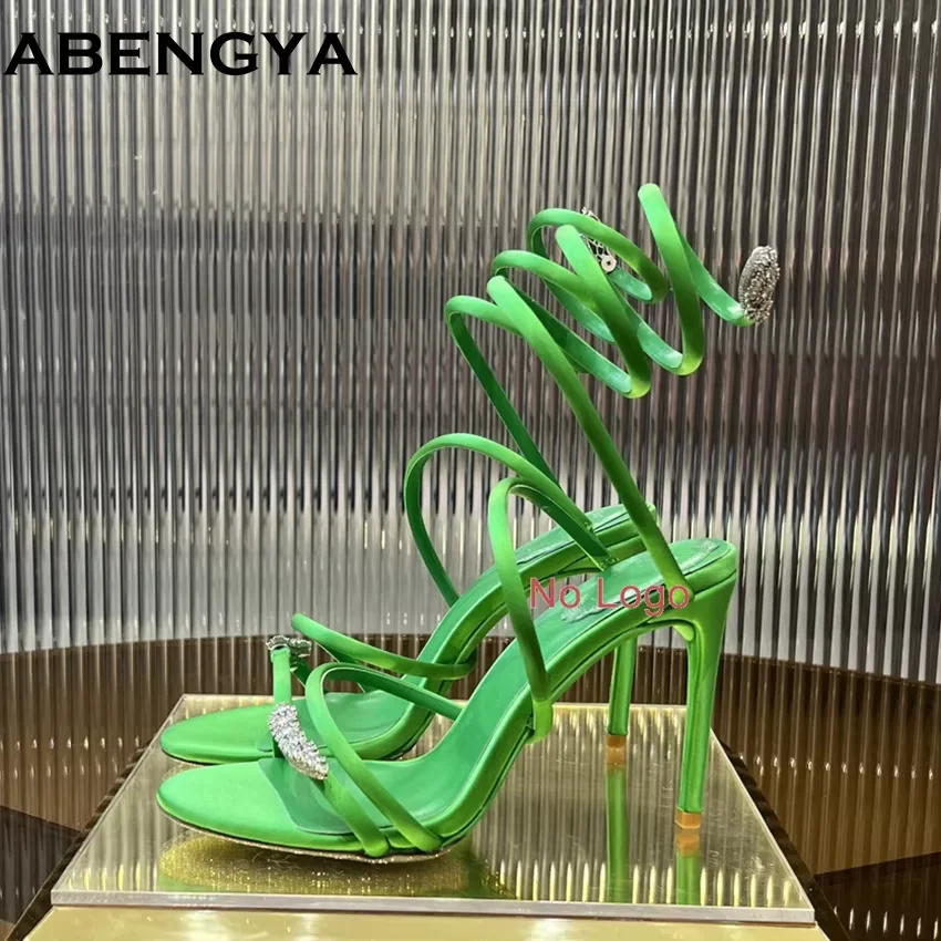 

Summer High Heels Sandals Woman Snake Around Ankle Strap Dress Party Shoes Woman Sexy Stiletto Sandals For Women