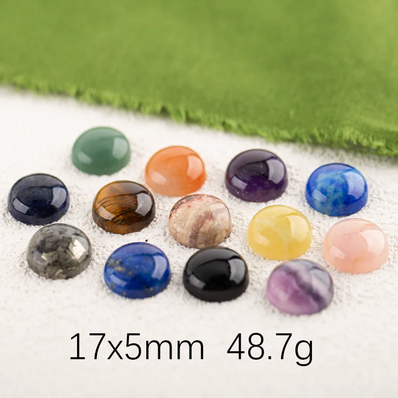 13PCS Combined Gemstone Setting Round Flatback Cabochon High Quality Polished Gemstone Beads Jewelry DIY 17x5mm 48.7g