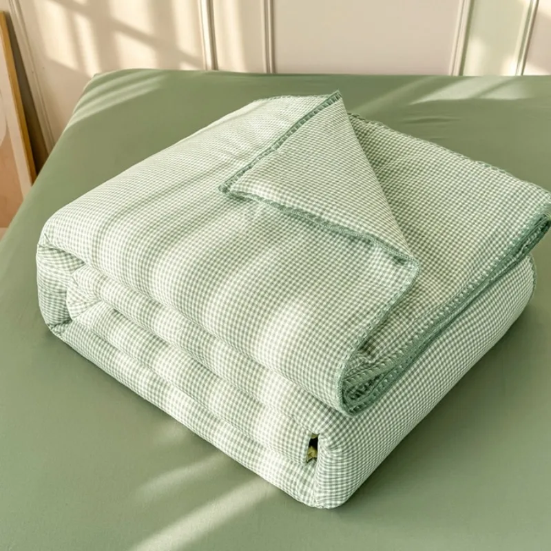 

Новое летнее одеяло из хлопка с окрашенной пряжей и окантовкой, без простыни и наволочки, для кондиционированных помещений.