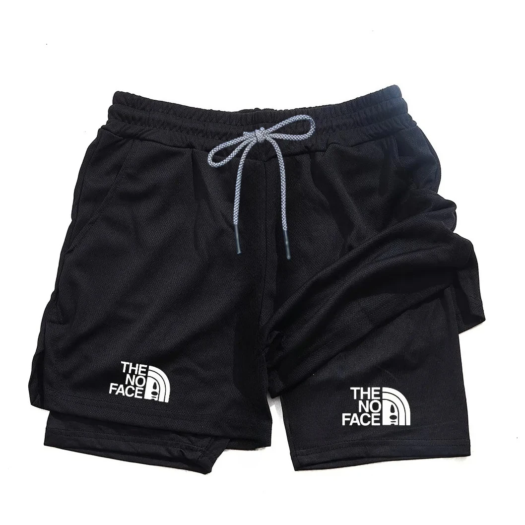 Pantalones Cortos Deportivos 2 en 1 para Hombre con Estampado y Bolsillo para Teléfono Móvil, Pantalones Cortos de Secado Rápido para Gimnasio, Ejercicio, Correr