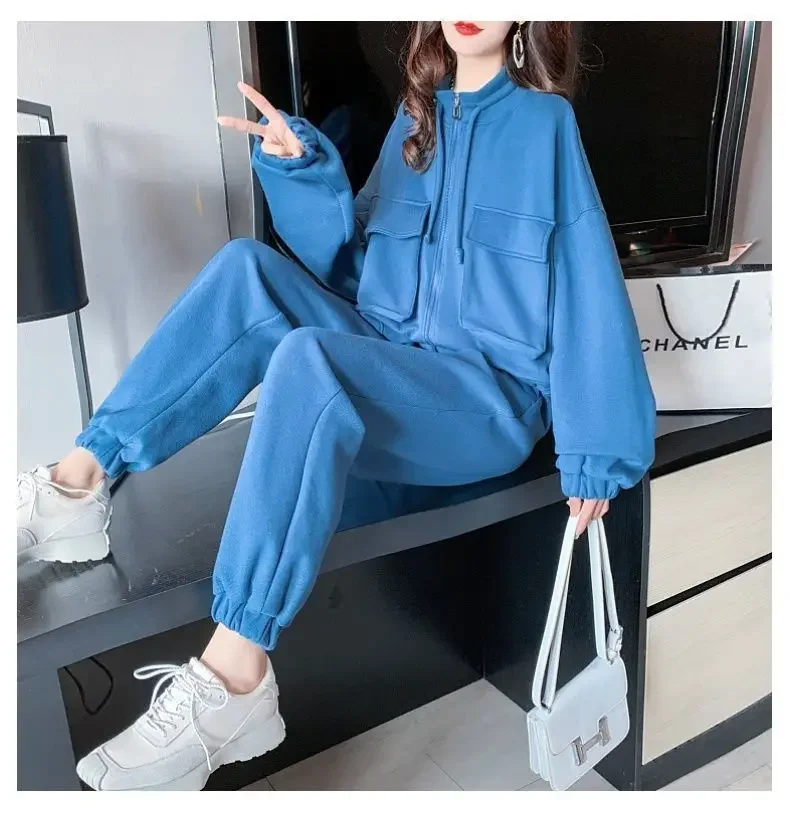 2024 New  Spring and Autumn New Solid Color Woman Fashion Outfits Casual Sweatshirts  and Trousers Suits Sportswear