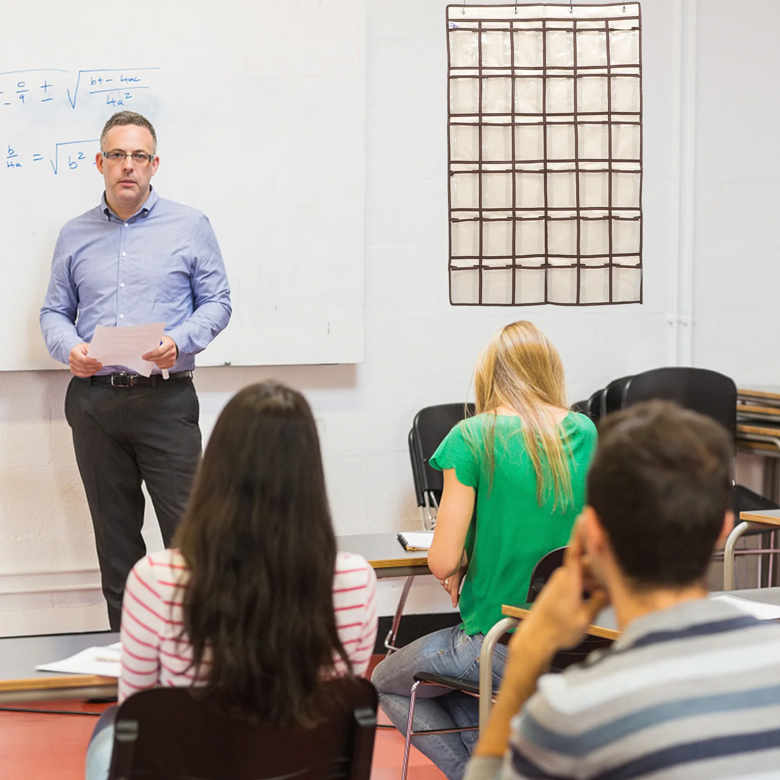 

4pcs Jewelry Hanging Bag Large Capacity Classroom Phone Storage Organizer Multiple Pockets For Mobile Calculator Literacy Cards