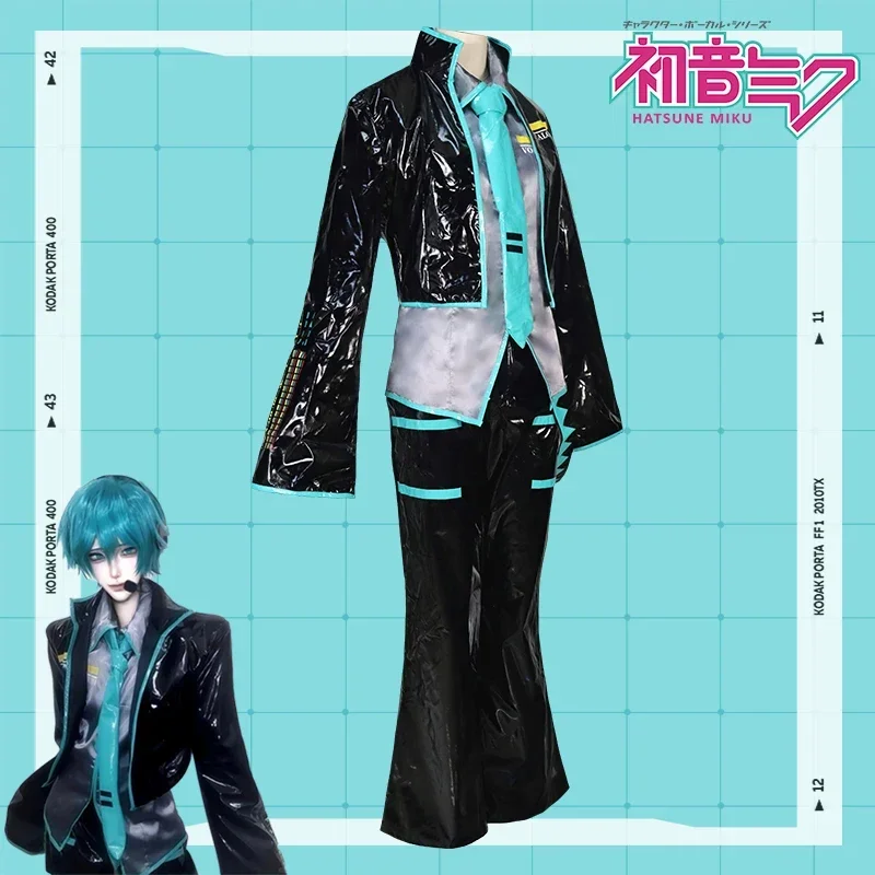 أزياء CosplayAnime Mikuo للرجال، أزياء تنكرية باللون الأخضر بأي حجم مصنوعة حسب الطلب، مجموعة كاملة سترات سوداء مخصصة مثالية مع gree