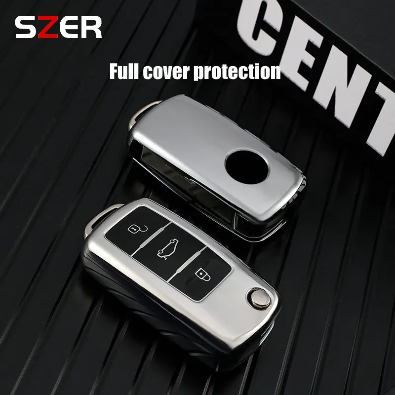 TPU Car Key Case Cover Shell Fob For Volkswagen VW Polo Golf Passat Tiguan Beetle Caddy T5 Up Eos Skoda Octavia Seat Leon Altea