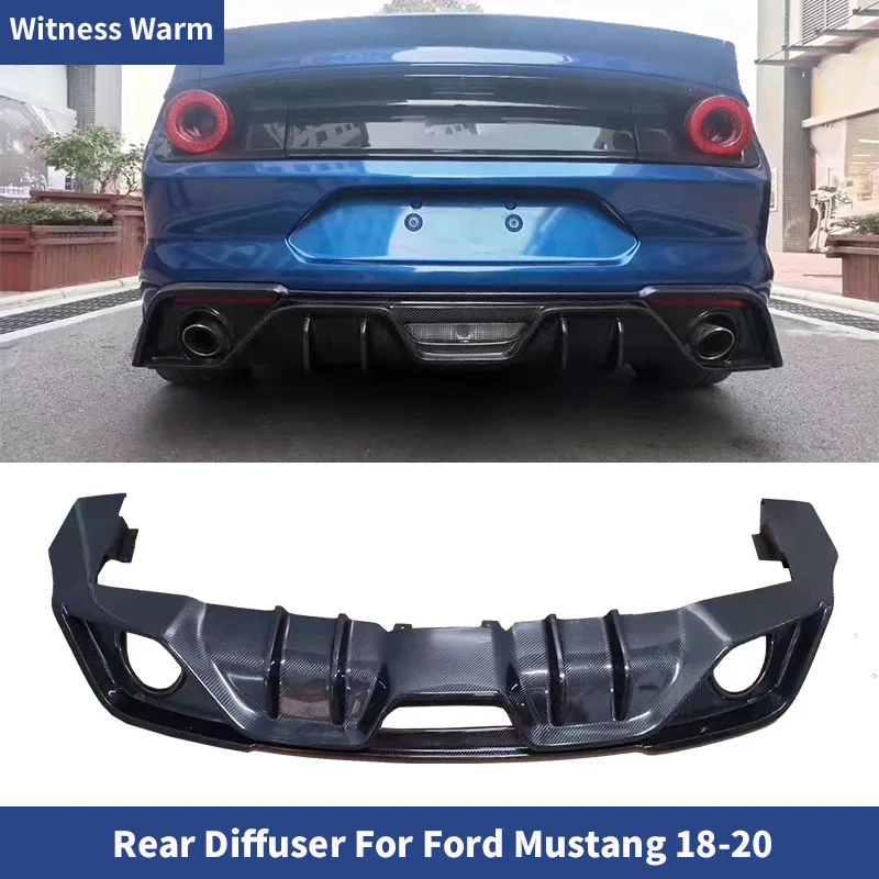 Real Carbon Fiber Car Rear Bumper Lip Diffuser Chin Refitting For Ford Mustang 2018-2021 Car Modify Tuning