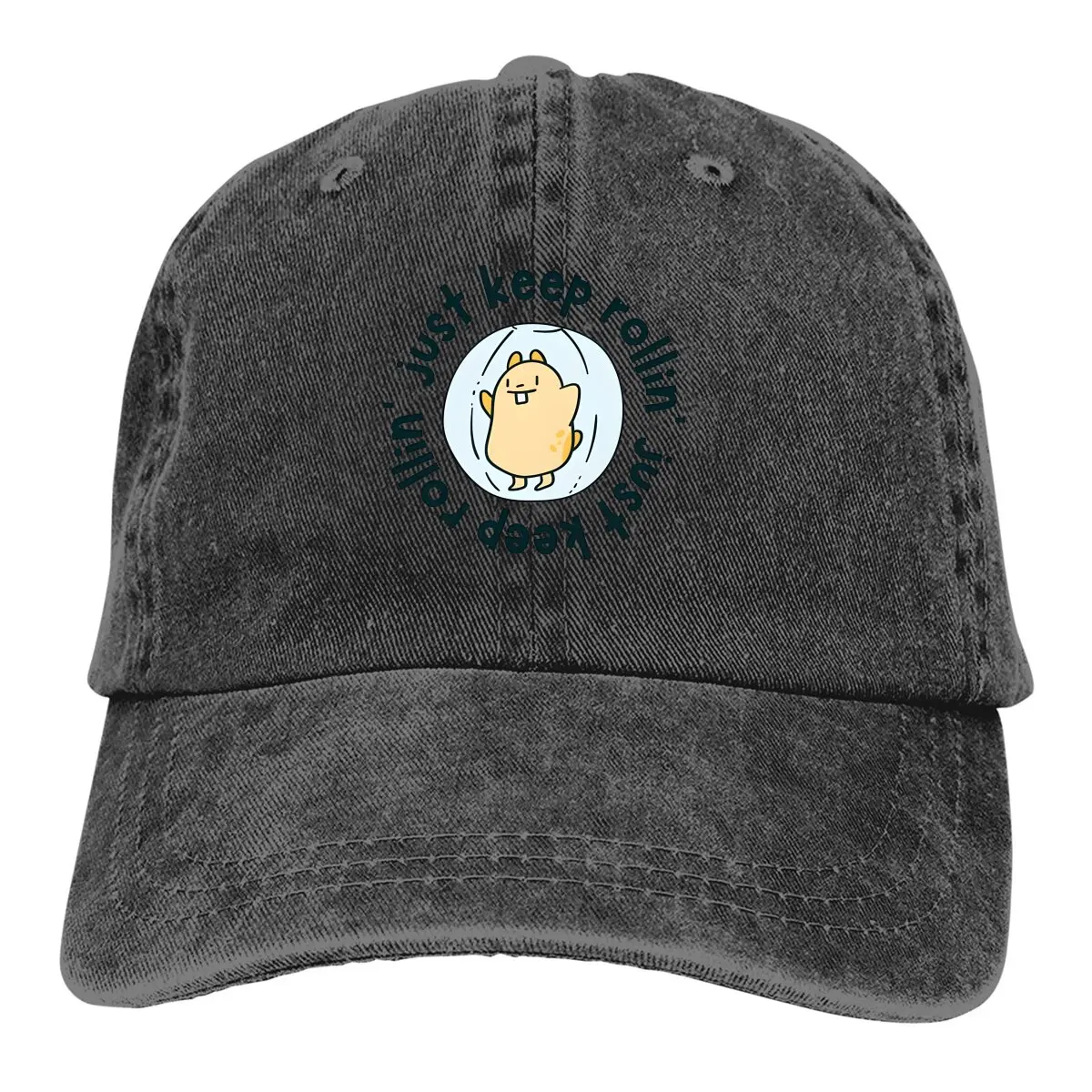 Pure Color Cowboy Hats Keep Rollin Women's Hat Sun Visor Baseball Caps Sad Hamster Peaked Trucker Dad Hat