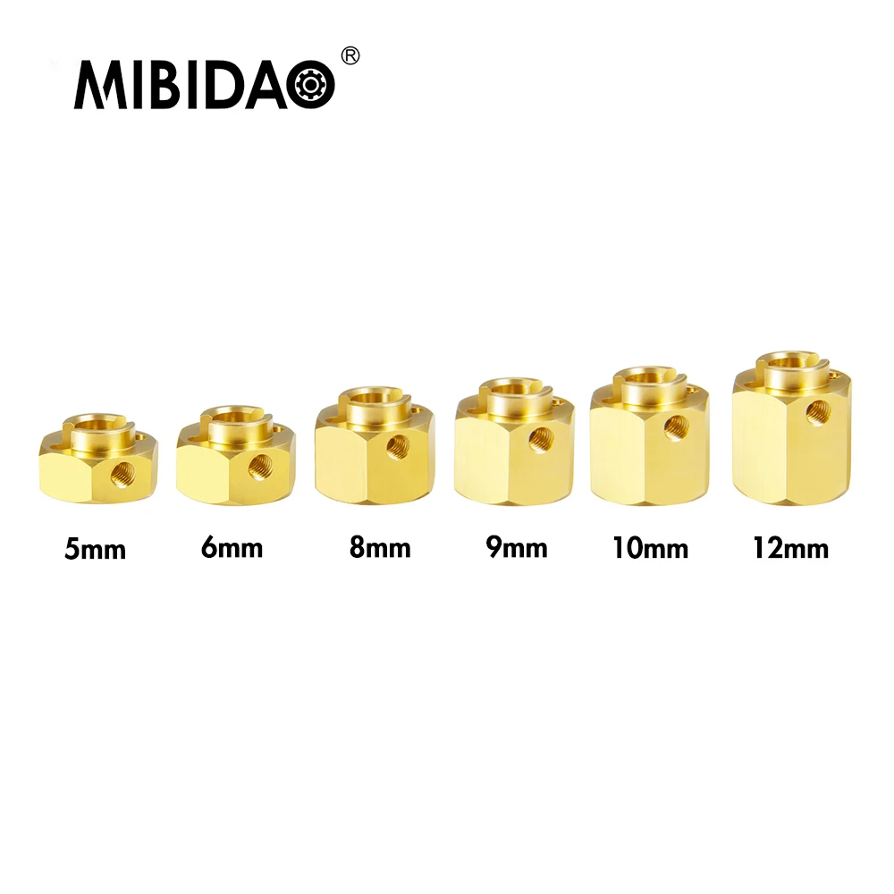 MIBIDAO 5/6/8/9/10/12mm adaptateur étendu hexagonal en laiton pour Axial SCX10 III AXI03007 Wrangler AXI03004 Capra 1/10 voiture sur chenilles RC