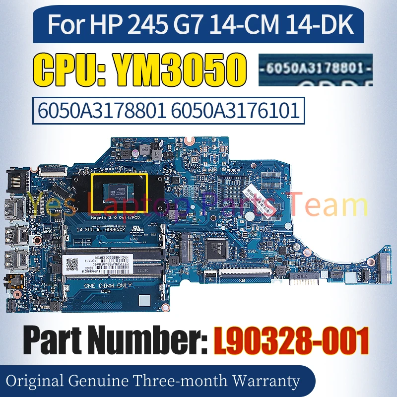 Imagem -02 - Placa-mãe do Portátil para hp 6050a3178801 6050a3176101 hp 245 g7 14-cm 14-dk L90328001 Ym3050 100 Testado