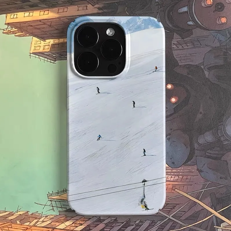 

Ins Snowy Snow Skiing Art Phone Case for IPHONE 17 Air 16E 15 PROMAX 14 Plus 13 12 MINI 11 PRO 16Plus XR XS Acrylic Phone Cover