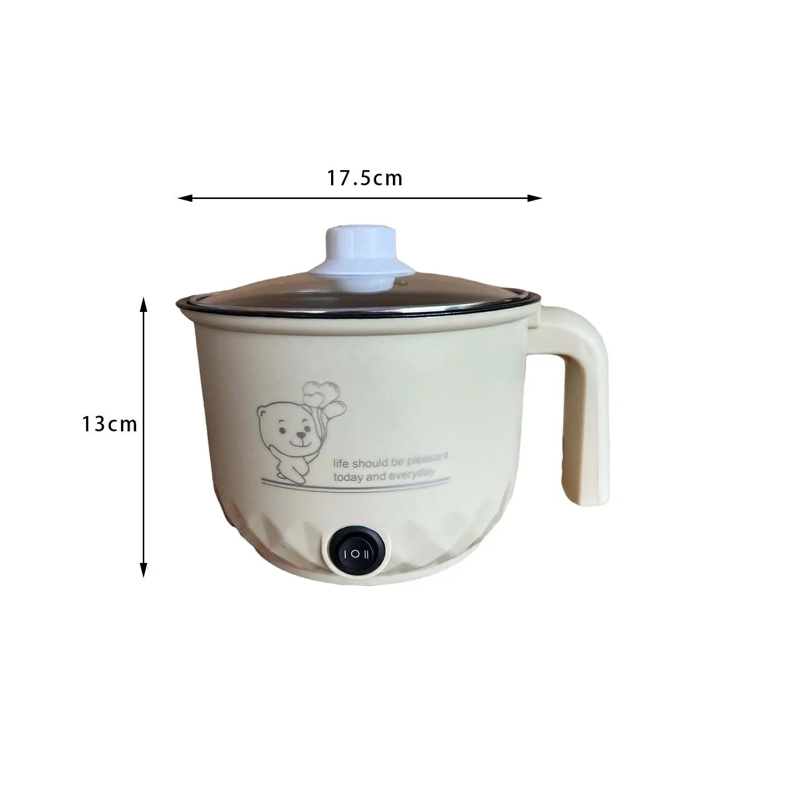 Electric Cooking Pot Stainless Steel Electric Skillet Small Rice Cooker Mini Cooker for Noodles Oatmeal Dumpling Fry Pasta