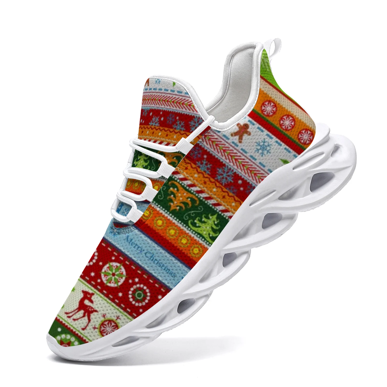 Рождественский элемент, повседневная спортивная обувь в полоску, молодежные кроссовки, сетчатая обувь на шнуровке, кроссовки для мужчин и женщин