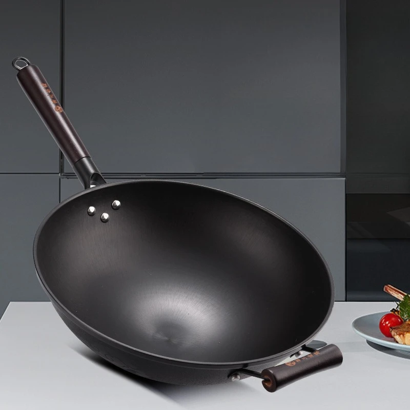 

Железный горшок Luchuan, бытовой горшок с круглым дном, без покрытия, антипригарный горшок, чугунный горшок в старом стиле с плоским дном, чугунный горшок для жарки