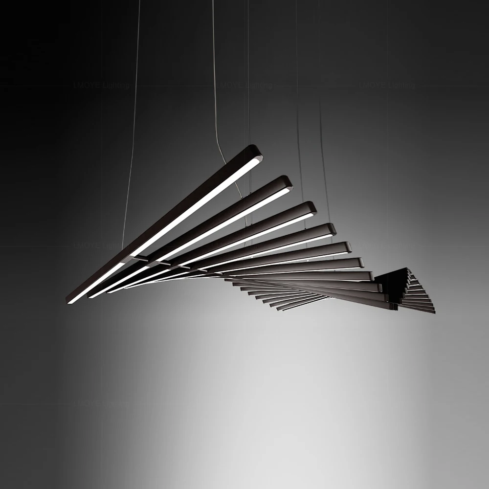 

LED light luxury modern black white acrylic shelf chandelier, dining room, living room indoor ceiling lighting decorative lamp.