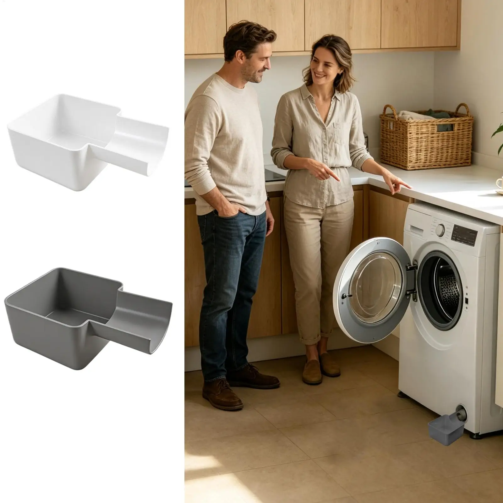 Washer Drain Pan Reusable Lint Filter Drip Accessory Front Load Washing Machine Drain Tray for Floor Clean Dry Floor Laundry