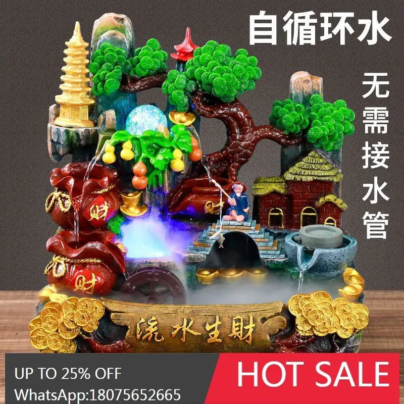 

MJY Artificial Mountain Water Fountain Wealth-Bringing Ornament Fish Tank Feng Shui Rotating Decoration
