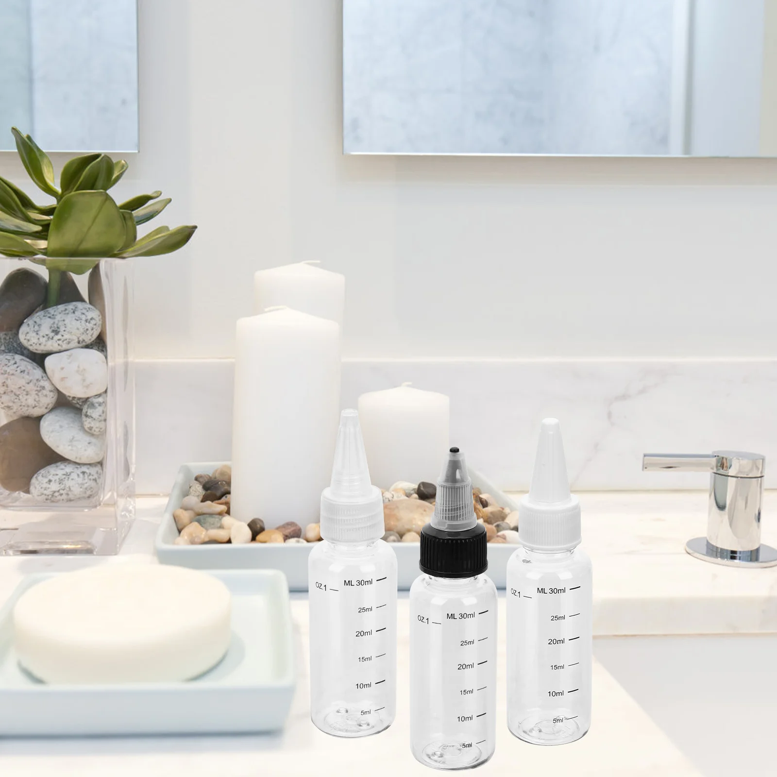 8 قطعة زجاجات ضغط فارغة مع مقياس زجاجة بلاستيكية شفافة قابلة لإعادة الملء للزيوت العطرية موزع سائل صغير #4