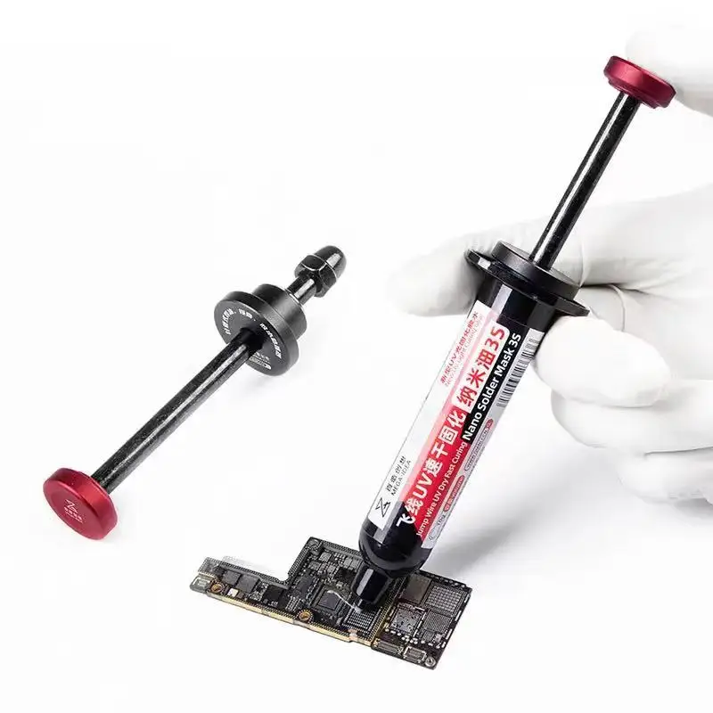 Qianli-Potenciador de empuje de aleación de aluminio para aceite de soldadura, pasta fundente de soldadura UV máscara pegamento barril extrusora Manual Mate dispensador émbolo