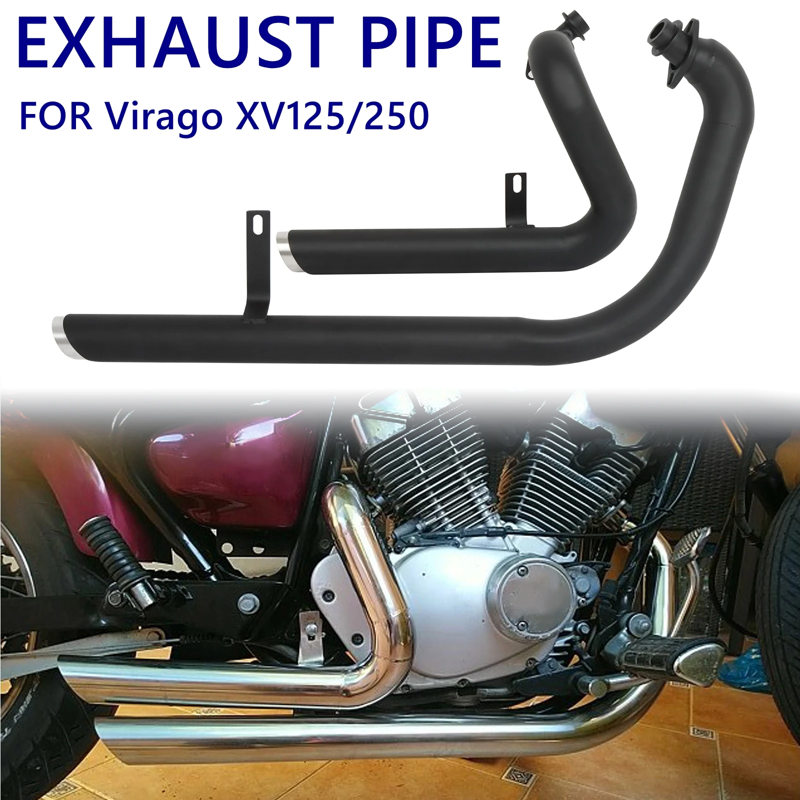 

Motorcycle Exhaust Pipe Muffler System Pipe For Yamaha Virago250 XV250 1995-2007 VSTAR 250 2008-2023 XV125 95-21 Virago 125 250