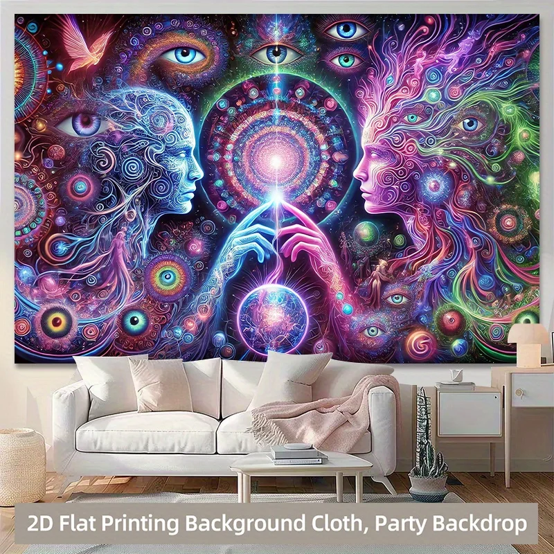 Bohemian Psychedelic Tapestry Wall Hanging Cosmic Mandala Art Print Backdrop Decoration Boho Festival Spiritual Decor for Room