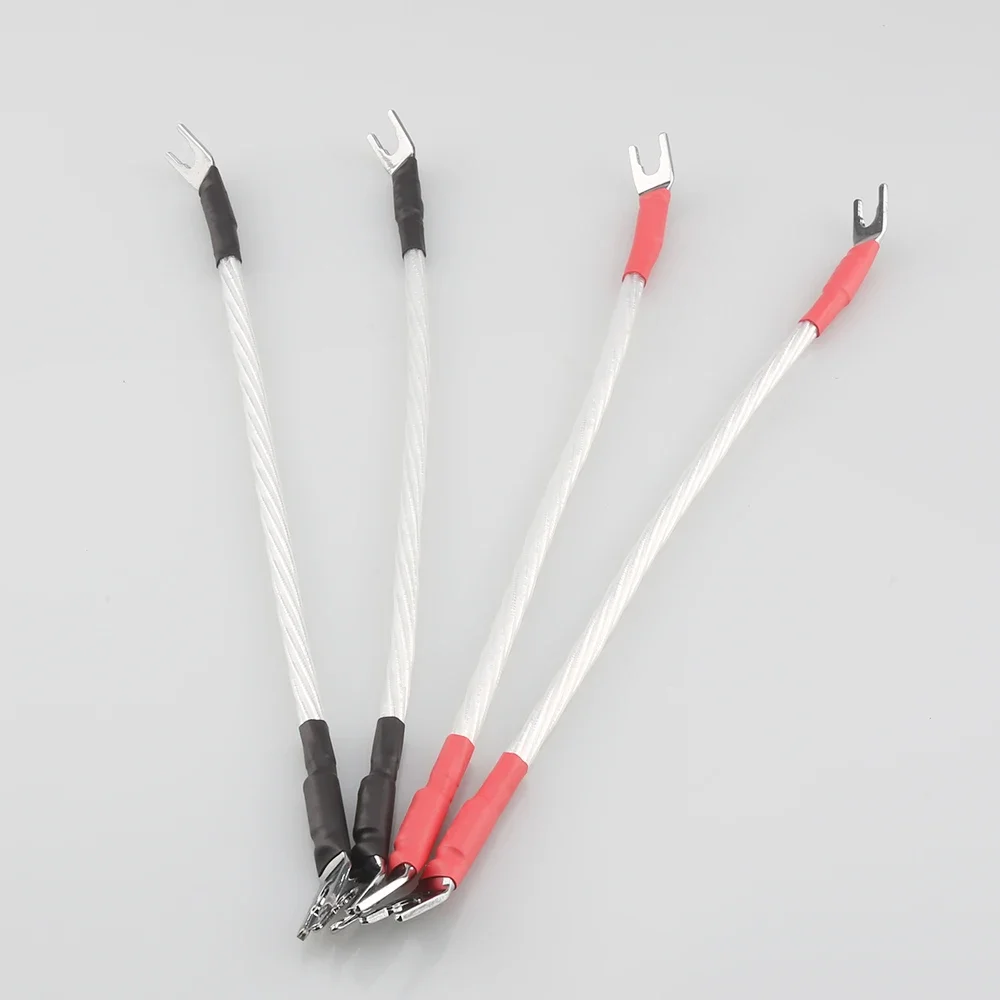 4PCS Audiocrast HIFI Jumper Cable OFC Speaker Cable with Pure Copper Spade Plug to Spade for Audio And Speaker Connections