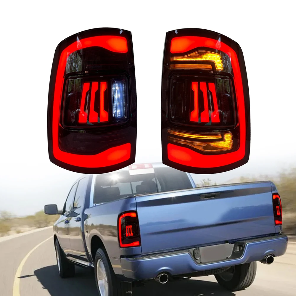 1 Pair Car Exterior LED Taillight For Ram 1500 2009-2019 Ram 2500 3500 2014-2020 With Yellow Turn Signal Lights