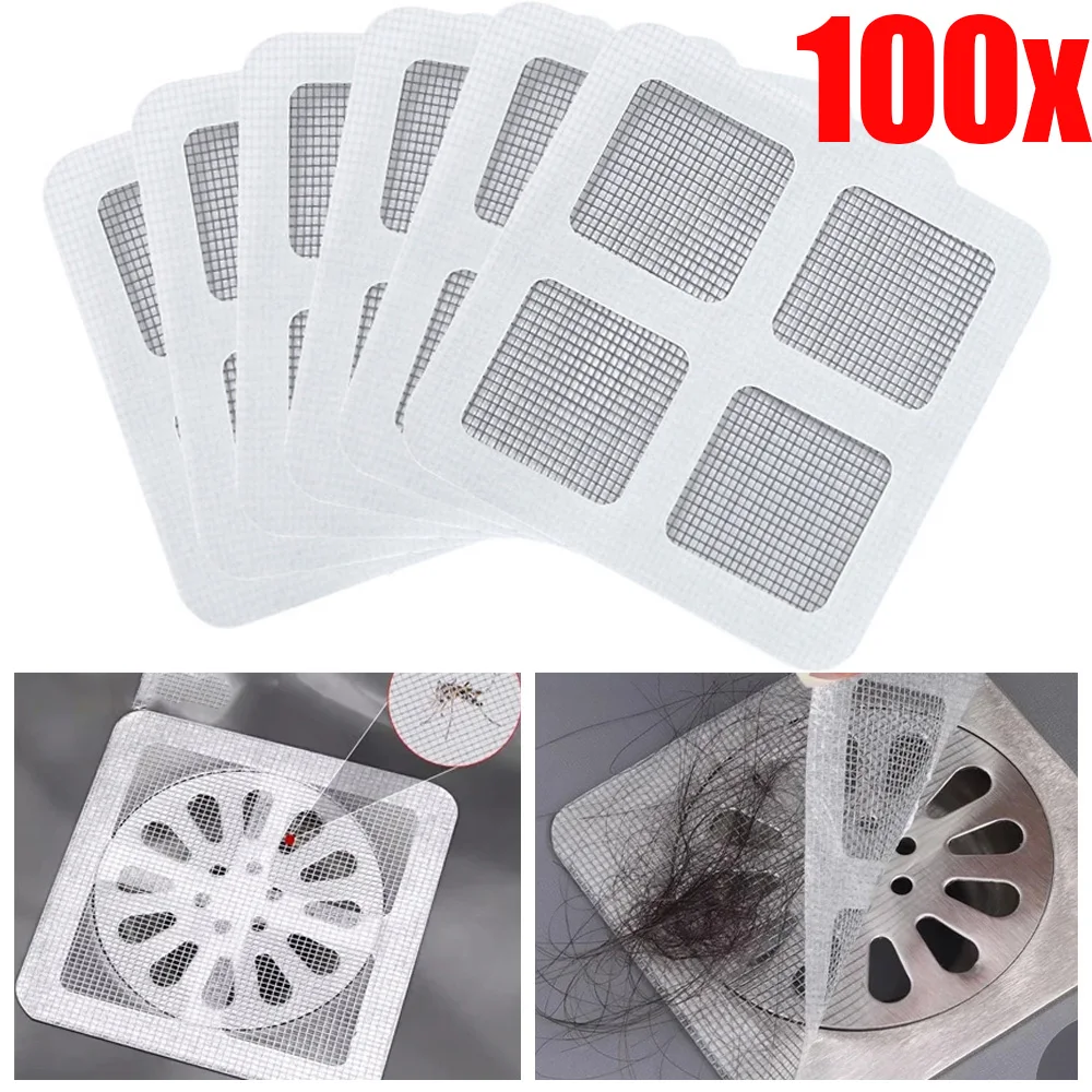 

100/5pcs Disposable Floor Drain Sticker Kitchen Sink Bathroom Sewer Filter Drain Stopper Filter Cover Anti-blocking Hair Filter