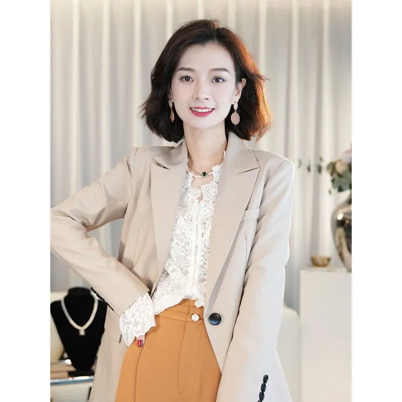 엘레 롱 슬리브 레이스 캐주얼 브이넥 홀로우 아웃 여성 탑 레이스 트림 루즈핏 가을용