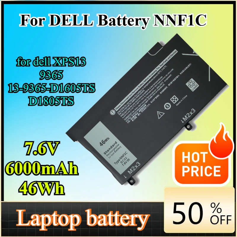 7.6V 6000mAh 46Wh NNF1C Laptop battery for dell XPS13 9365 13-9365-D1605TS D1805TS