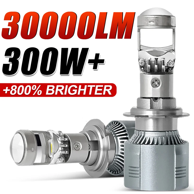

300W 300000LM H7 H4 Canbus Car Headlight Mini Lens H11 H8 9005 9006 HB3 HB4 LED Projector Bulb 6000K Auto Motorcycle Mini Lens